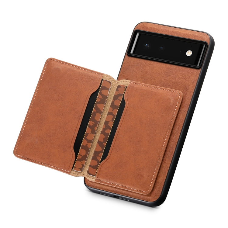 For Google Pixel 6 Denior D13 Retro Texture Leather MagSafe Card Bag Phone Case(Brown)