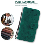 For iPhone 16e Butterfly Rose Embossed Leather Phone Case(Green)