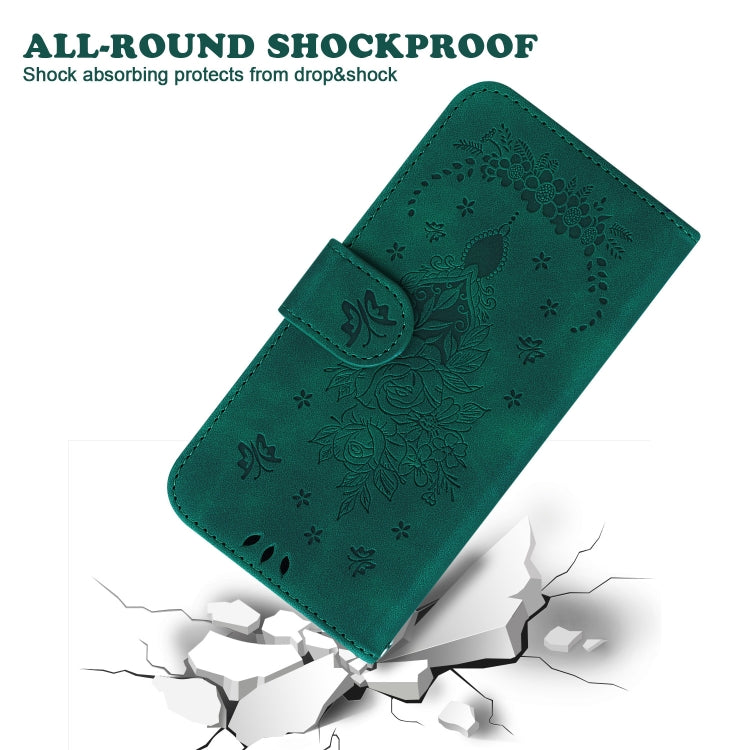 For iPhone 16e Butterfly Rose Embossed Leather Phone Case(Green)