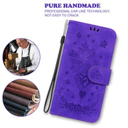 For iPhone 16e Butterfly Rose Embossed Leather Phone Case(Purple)