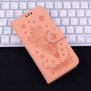 For iPhone 16e Butterfly Rose Embossed Leather Phone Case(Pink)