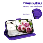 For iPhone 16 Butterfly Rose Embossed Leather Phone Case(Purple)