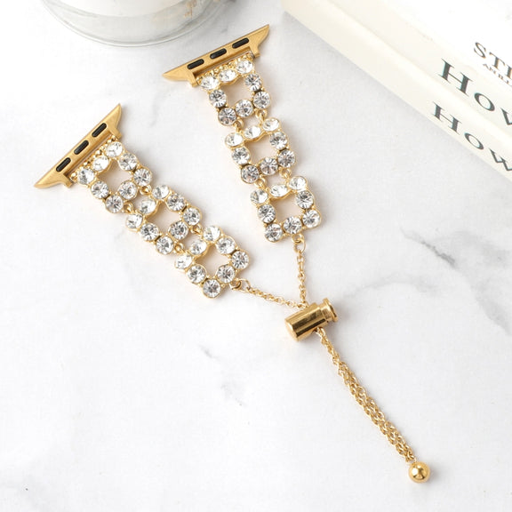 For Apple Watch Series 2 42mm Rhinestone Metal Bracelet Watch Band(Gold)