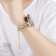 For Apple Watch 38mm Rhinestone Metal Bracelet Watch Band(Gold)