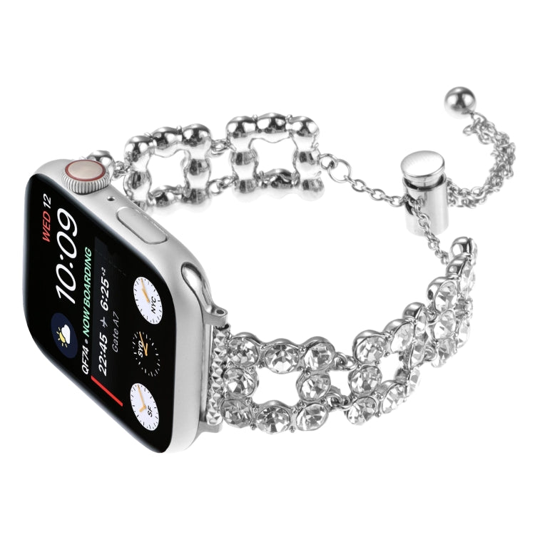 For Apple Watch 38mm Rhinestone Metal Bracelet Watch Band(Silver)