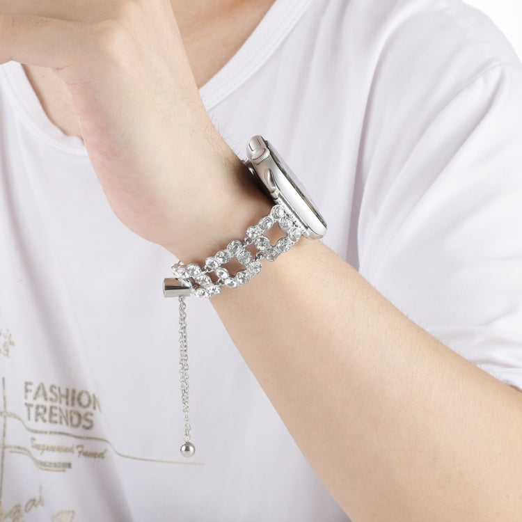 For Apple Watch 38mm Rhinestone Metal Bracelet Watch Band(Silver)