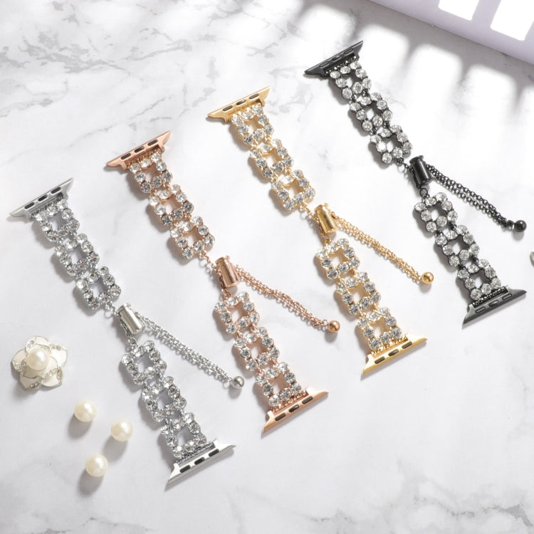 For Apple Watch 42mm Rhinestone Metal Bracelet Watch Band(Silver)