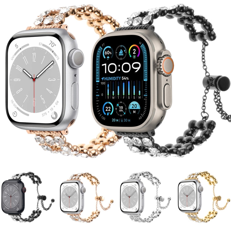 For Apple Watch 38mm Rhinestone Metal Bracelet Watch Band(Silver)