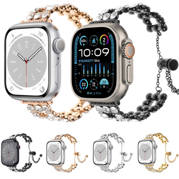 For Apple Watch 42mm Rhinestone Metal Bracelet Watch Band(Silver)