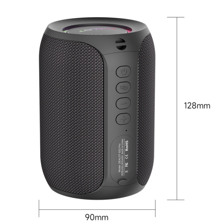 Zealot S32 Pro 15W High Power Bluetooth Speaker with Colorful Light(Black)