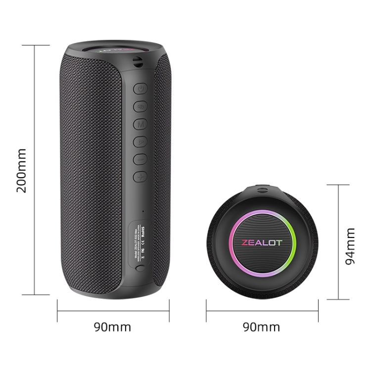 Zealot S32 Max 20W High Power Bluetooth Speaker with RGB Light(Black)