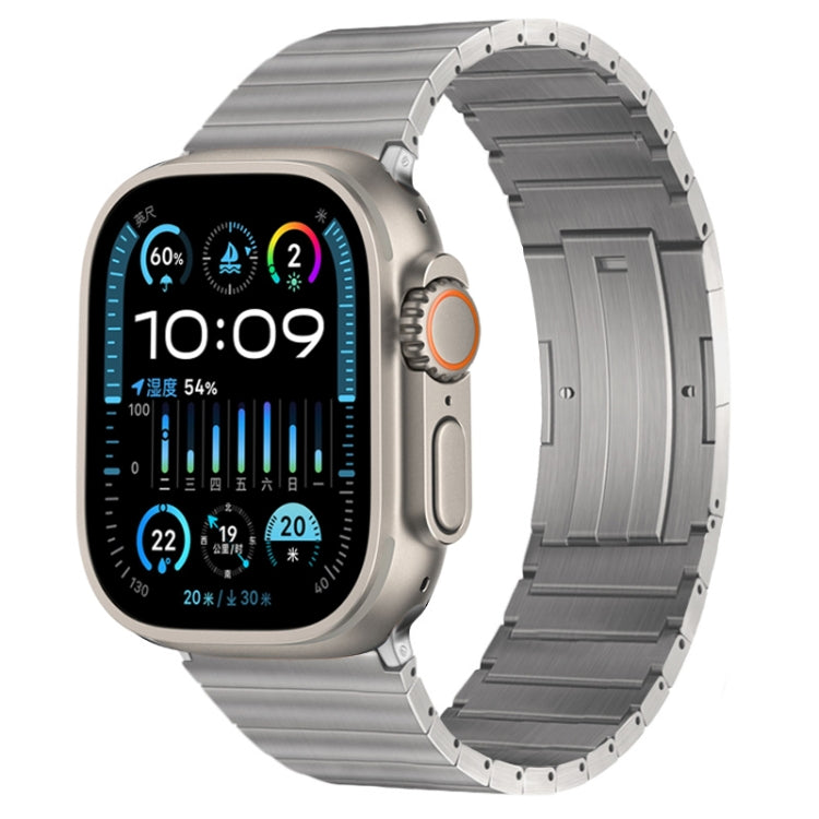 For Apple Watch Ultra 49mm PG60 Single Bead Bamboo Joint Titanium Metal Watch Band(Silver)