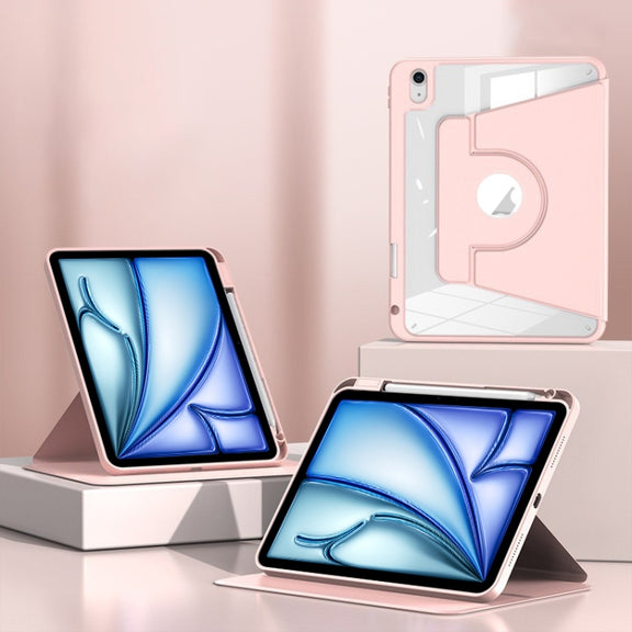 For iPad Air 11 2025 / 2024 Magnetic Split Leather Smart Tablet Case with Pen Slot(Pink)