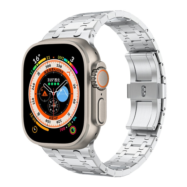 For Apple Watch Ultra 49mm PG94 Dual-link Modified Stainless Steel Watch Band(Silver)