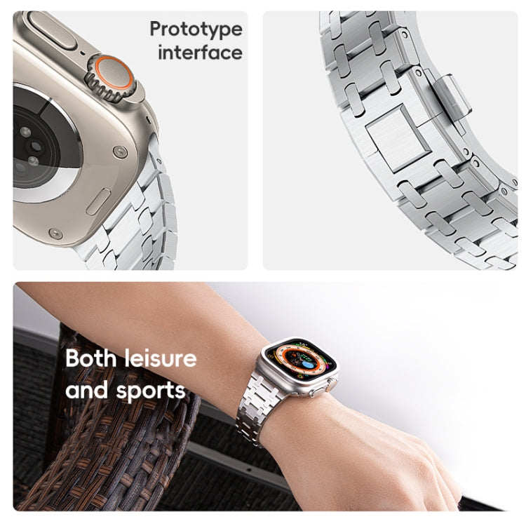 For Apple Watch 42mm PG94 Dual-link Modified Stainless Steel Watch Band(Silver)