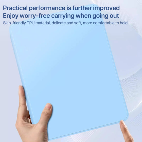 For iPad Pro 13 2024 Magnetic Split Leather Smart Tablet Case with Pen Slot(Sky Blue)