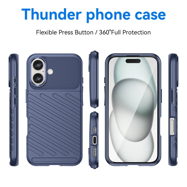 For iPhone 16 Thunderbolt Shockproof Soft TPU Phone Case(Blue)