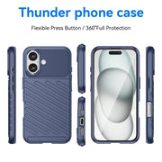 For iPhone 16 Thunderbolt Shockproof Soft TPU Phone Case(Blue)
