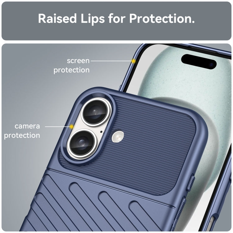 For iPhone 16 Thunderbolt Shockproof Soft TPU Phone Case(Blue)