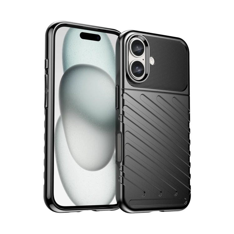 For iPhone 16 Thunderbolt Shockproof Soft TPU Phone Case(Black)