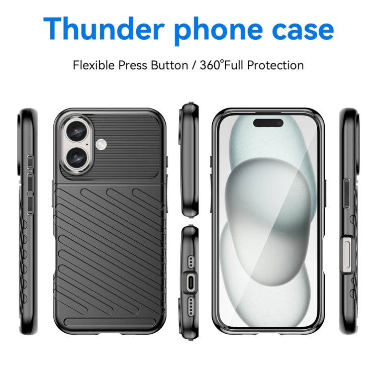 For iPhone 16 Thunderbolt Shockproof Soft TPU Phone Case(Black)