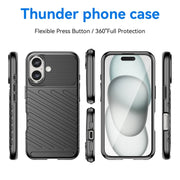 For iPhone 16 Thunderbolt Shockproof Soft TPU Phone Case(Black)