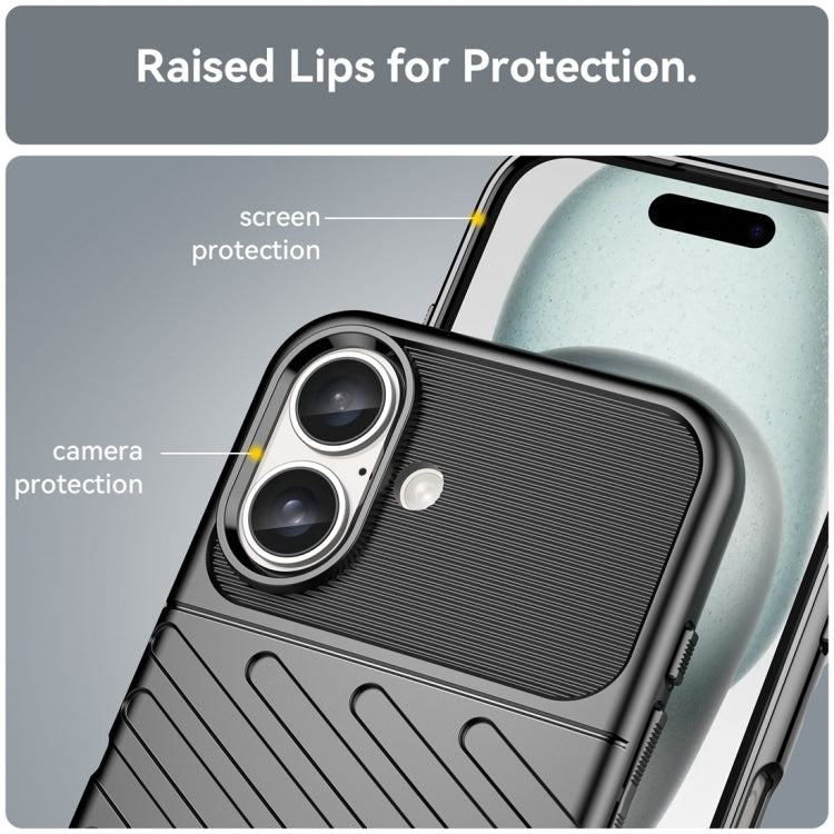 For iPhone 16 Thunderbolt Shockproof Soft TPU Phone Case(Black)