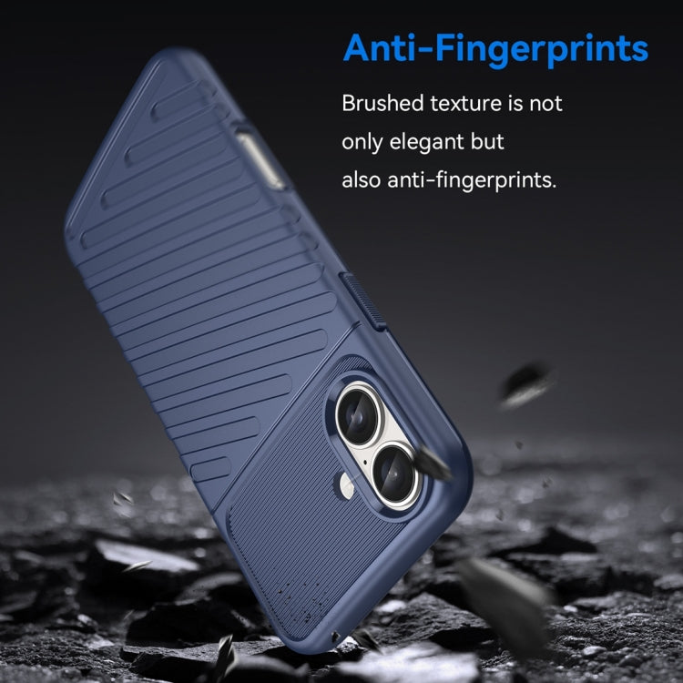 For iPhone 16 Plus Thunderbolt Shockproof Soft TPU Phone Case(Blue)