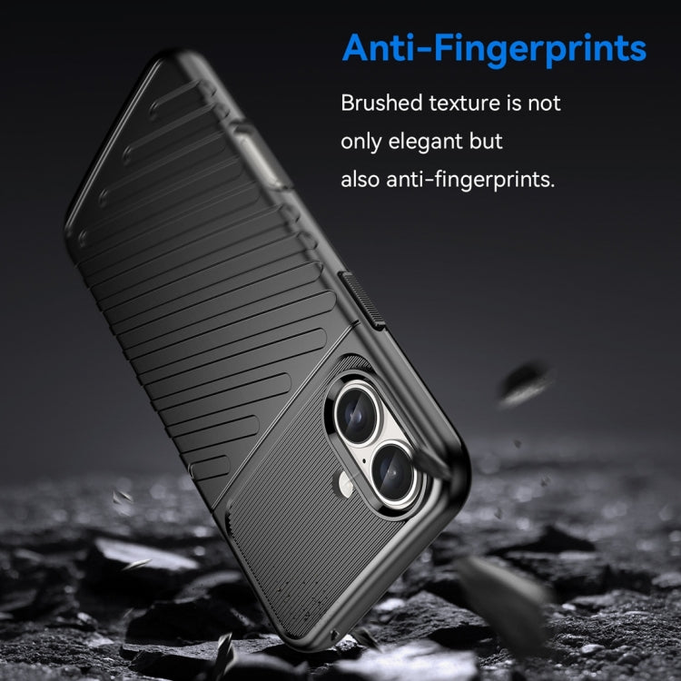 For iPhone 16 Plus Thunderbolt Shockproof Soft TPU Phone Case(Black)
