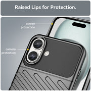 For iPhone 16 Plus Thunderbolt Shockproof Soft TPU Phone Case(Black)