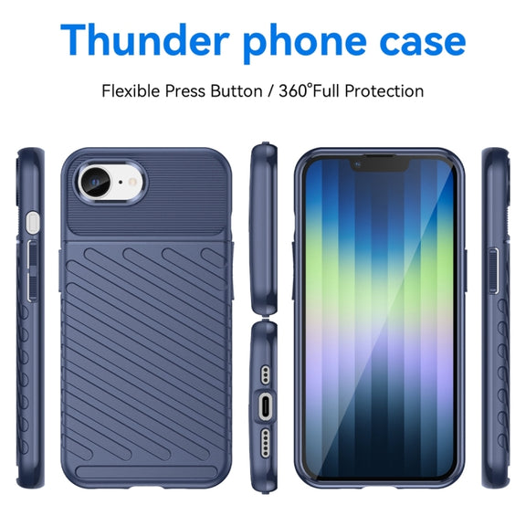For iPhone SE 2024 Thunderbolt Shockproof Soft TPU Phone Case(Blue)