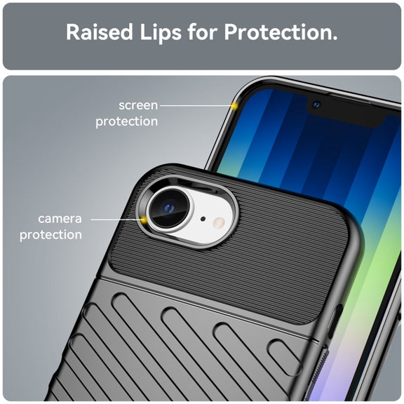 For iPhone SE 2024 Thunderbolt Shockproof Soft TPU Phone Case(Black)