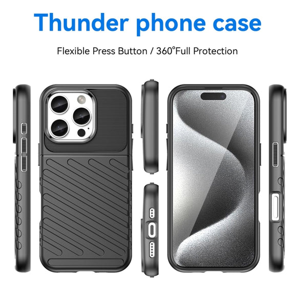 For iPhone 16 Pro Thunderbolt Shockproof Soft TPU Phone Case(Black)
