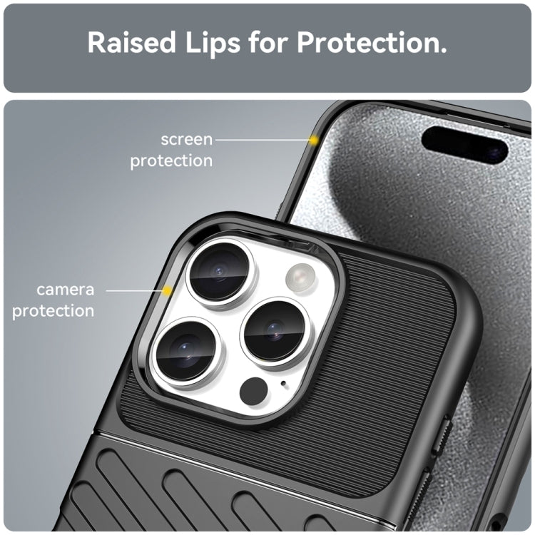 For iPhone 16 Pro Thunderbolt Shockproof Soft TPU Phone Case(Black)