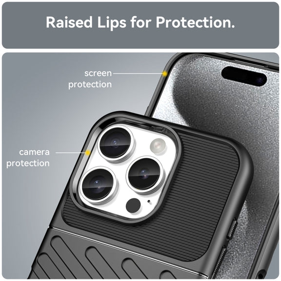 For iPhone 16 Pro Thunderbolt Shockproof Soft TPU Phone Case(Black)
