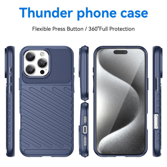 For iPhone 16 Pro Max Thunderbolt Shockproof Soft TPU Phone Case(Blue)