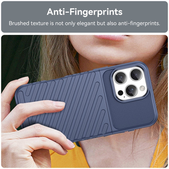 For iPhone 16 Pro Max Thunderbolt Shockproof Soft TPU Phone Case(Blue)