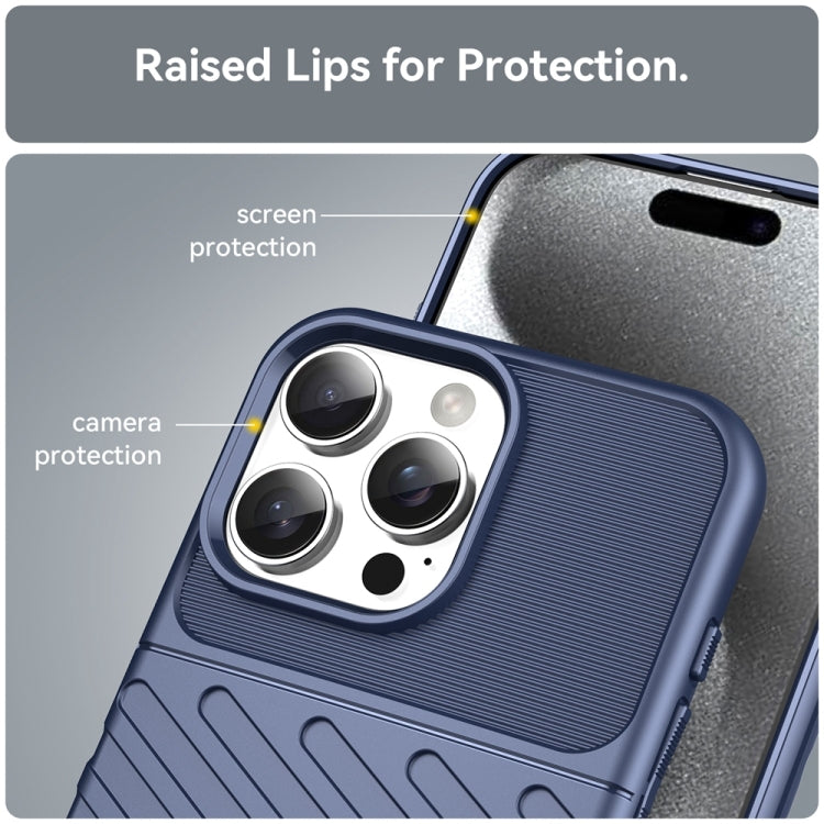 For iPhone 16 Pro Max Thunderbolt Shockproof Soft TPU Phone Case(Blue)