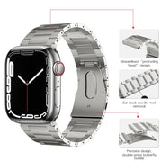 For Apple Watch SE 40mm PG63 Three-Bead Protrusion Titanium Metal Watch Band(Silver)