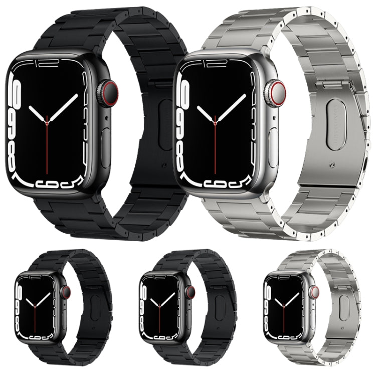 For Apple Watch 42mm PG63 Three-Bead Protrusion Titanium Metal Watch Band(Silver)