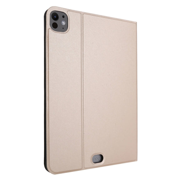 For iPad Pro 13 2024 Stretch Voltage Plain Leather Smart Tablet Case(Gold)