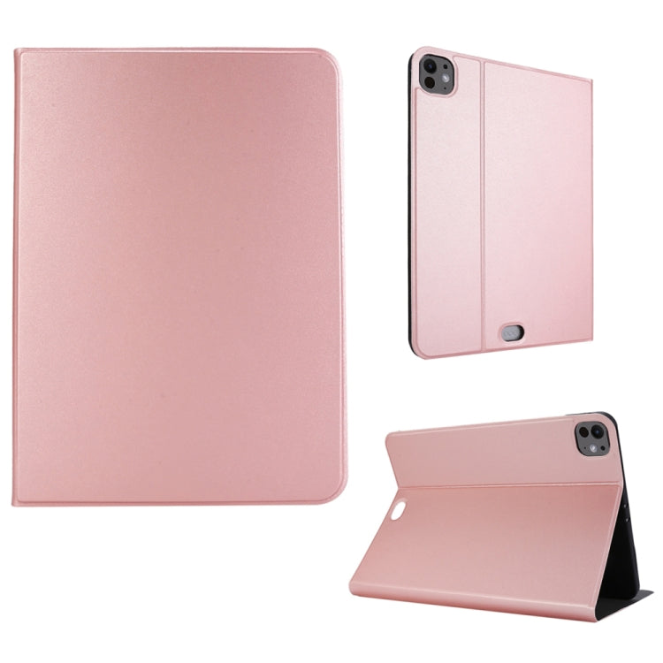 For iPad Pro 13 2024 Stretch Voltage Plain Leather Smart Tablet Case(Rose Gold)