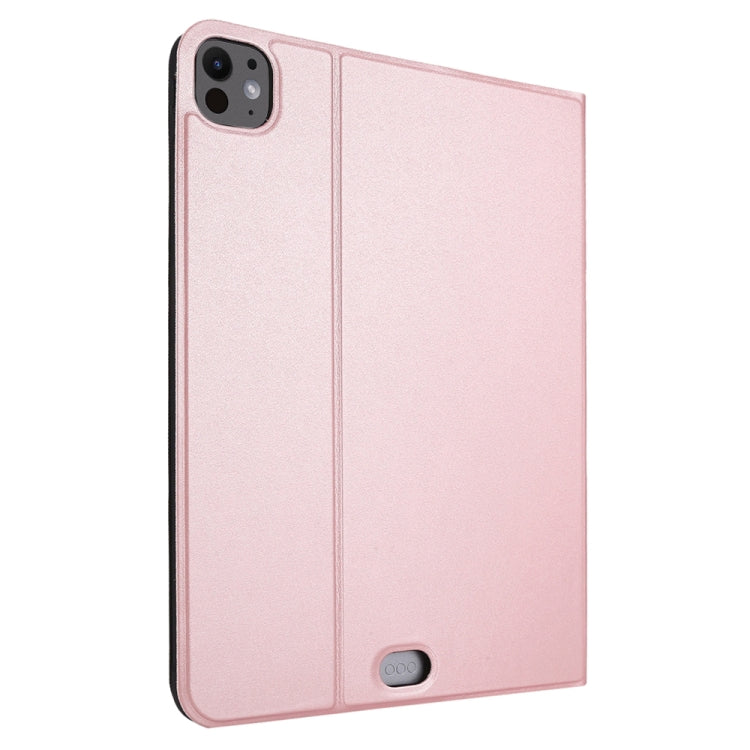 For iPad Pro 13 2024 Stretch Voltage Plain Leather Smart Tablet Case(Rose Gold)