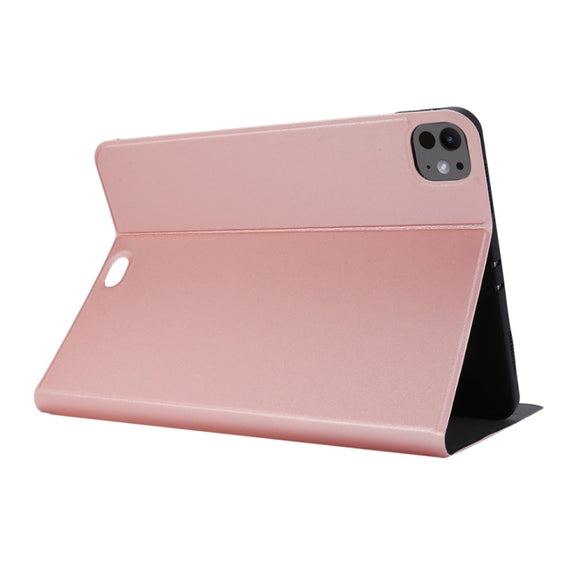 For iPad Pro 13 2024 Stretch Voltage Plain Leather Smart Tablet Case(Rose Gold)