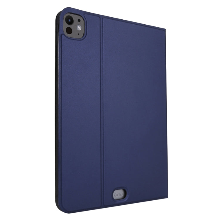 For iPad Pro 13 2024 Stretch Voltage Plain Leather Smart Tablet Case(Dark Blue)