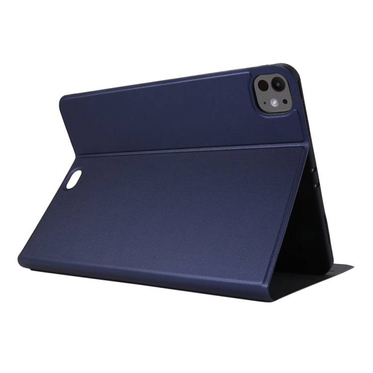 For iPad Pro 11 2024 Stretch Voltage Plain Leather Smart Tablet Case(Dark Blue)