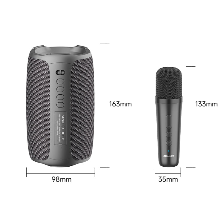 Zealot S61M RGB Rhythmic Light Karaoke Wireless Speaker, Style:Single Mic(Black)