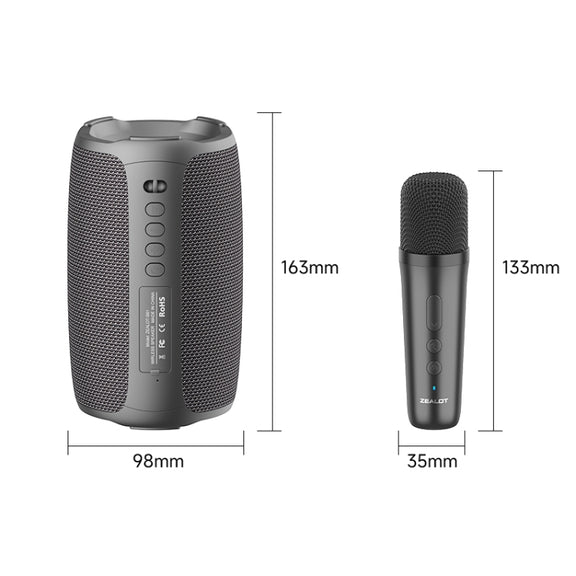 Zealot S61M RGB Rhythmic Light Karaoke Wireless Speaker, Style:Single Mic(Black)