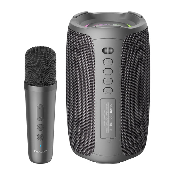 Zealot S61M RGB Rhythmic Light Karaoke Wireless Speaker, Style:Single Mic(Black)