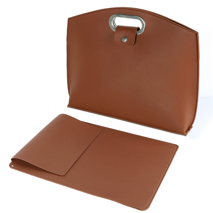 Water-resistant PU Laptop Handbag Inner Bag for 12-14 inch Laptop(Brown)